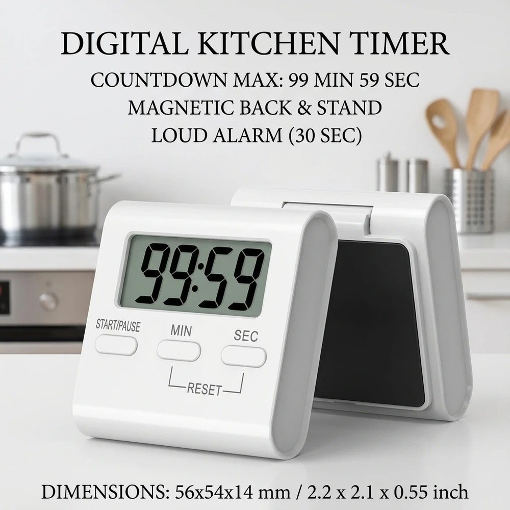 LCD Digital Large Kitchen Cooking Timer Count-Down Up Clock Loud Alarm Magnetic