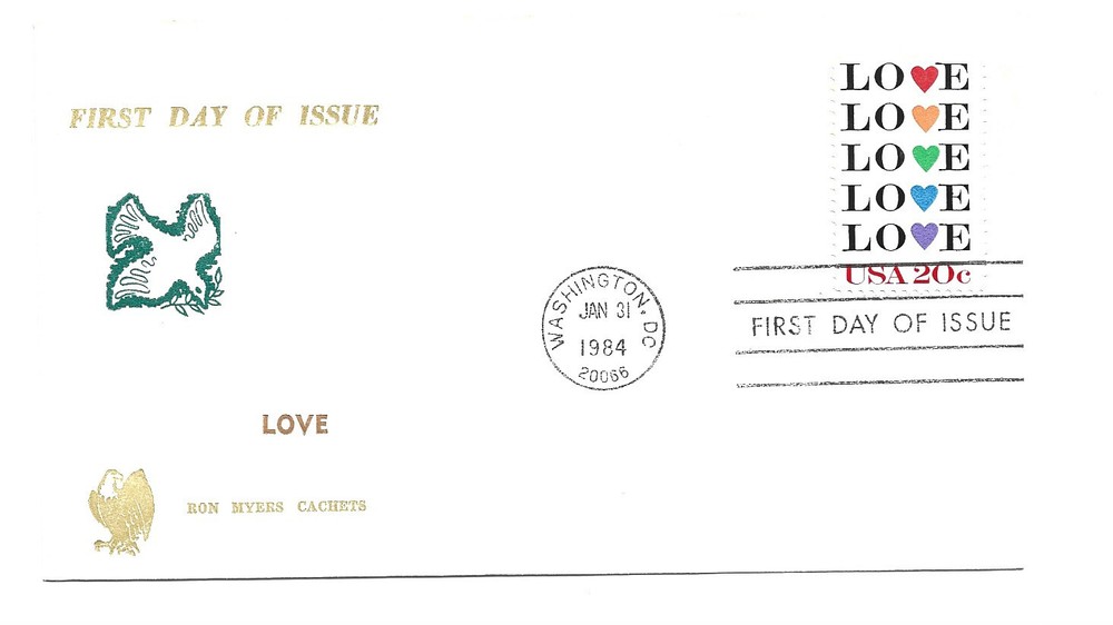 2072 Love stamp 1984, Ron Myers Cachets FDC