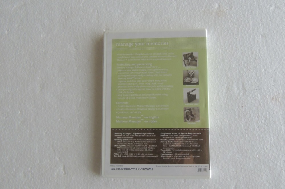 Creative Memories Memory Manager 2.0 Software new sealed