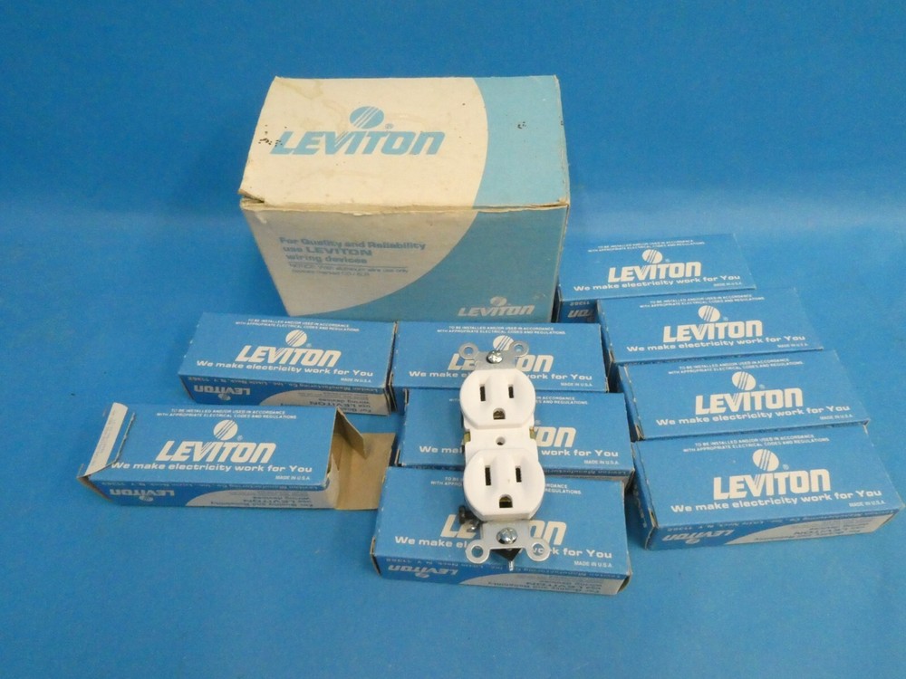 Leviton 5320-W White 3 Wire Grounding Duplex Receptacle Quickwire Side Outlets