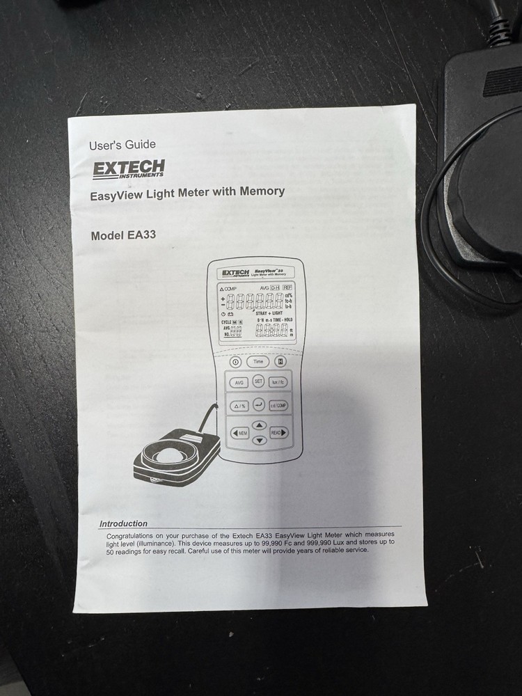 Extech® EA33 EasyView™ Light Meter w/ Memory Illuminance