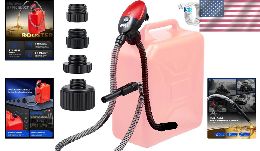 Universal 3.2GPM Fuel Transfer Pump, Lightweight and Automatic Shutoff System