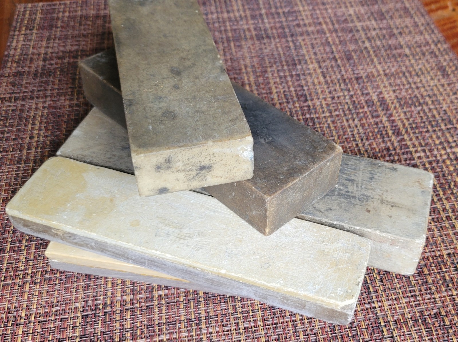 Lot of 5 Early Antique Sharpening Stones (2 Coticule) Hones