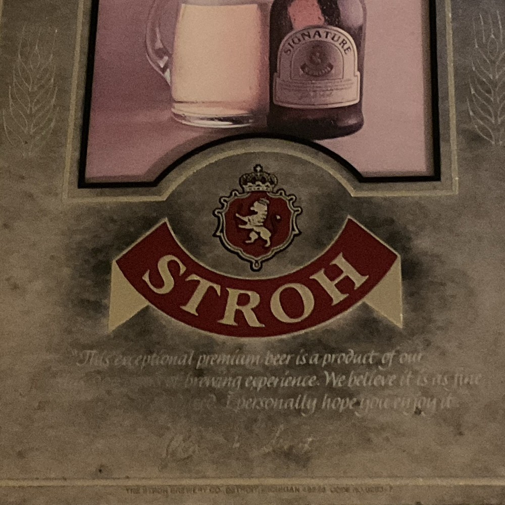Vintage Strohs Signature Beer Mirror