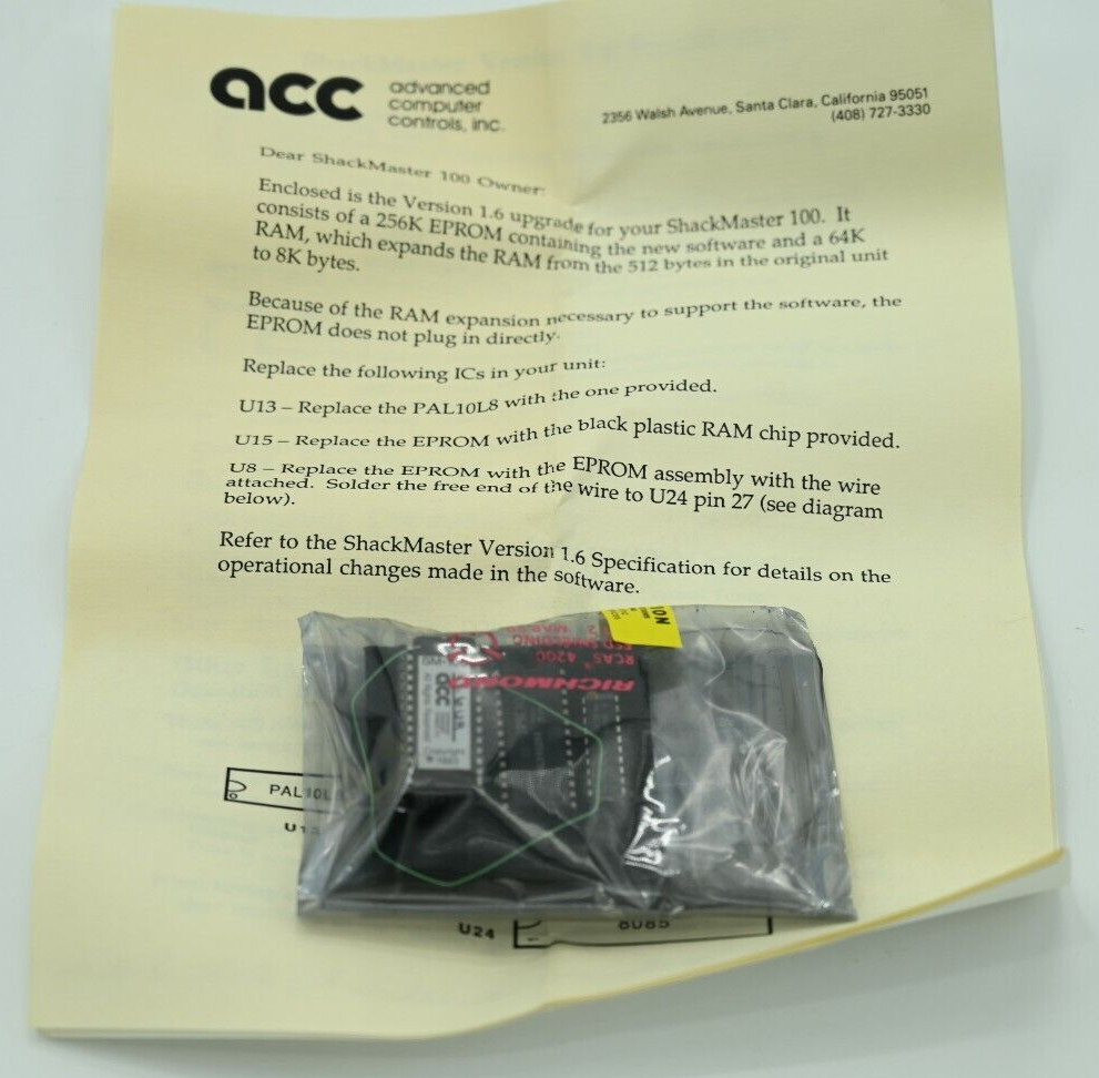 ACC Advanced Computer Controls ShackMaster 100 Version 1.6 Upgrade Board