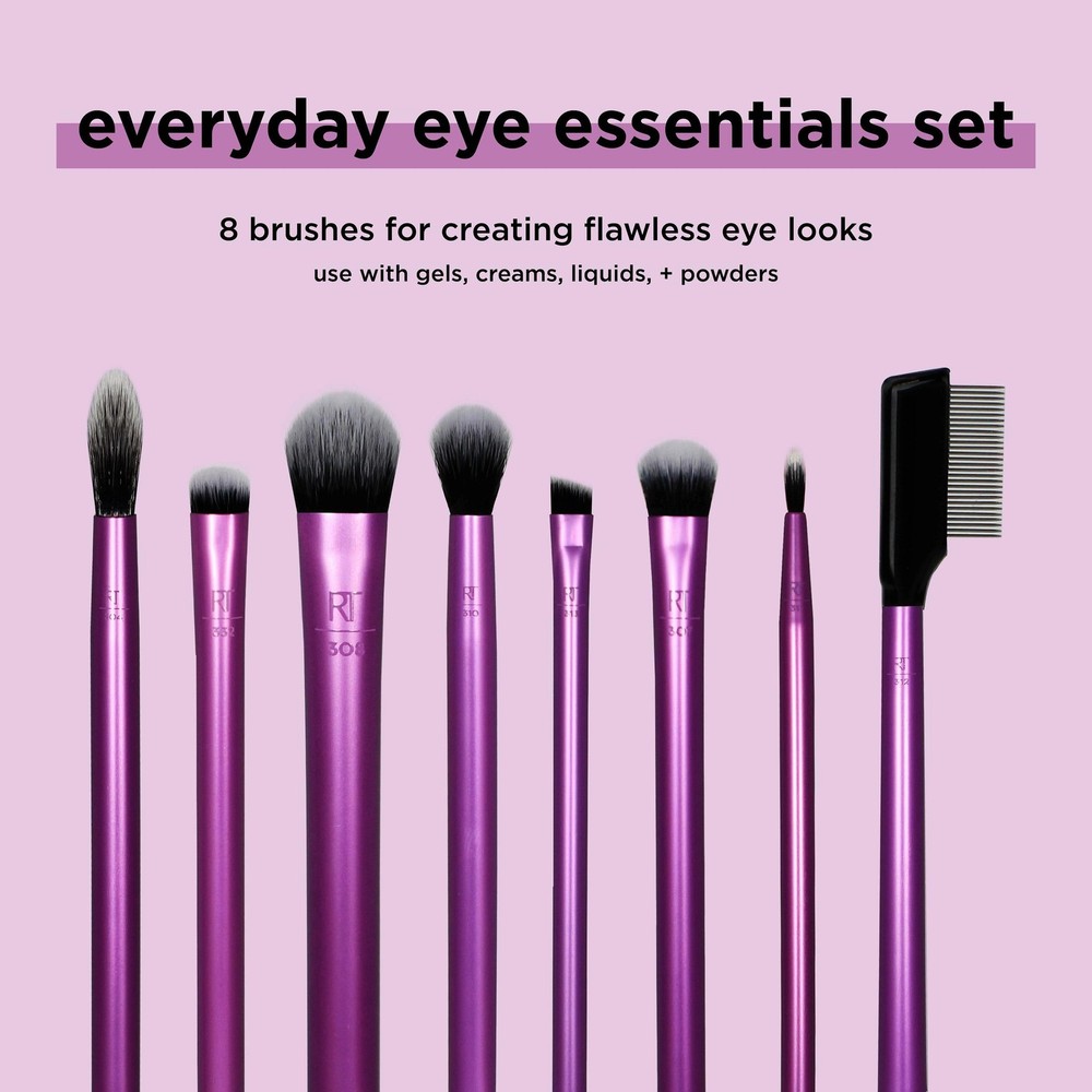 Real Techniques 8 Piece Everyday Eye Essentials Makeup 8 Set, Purple