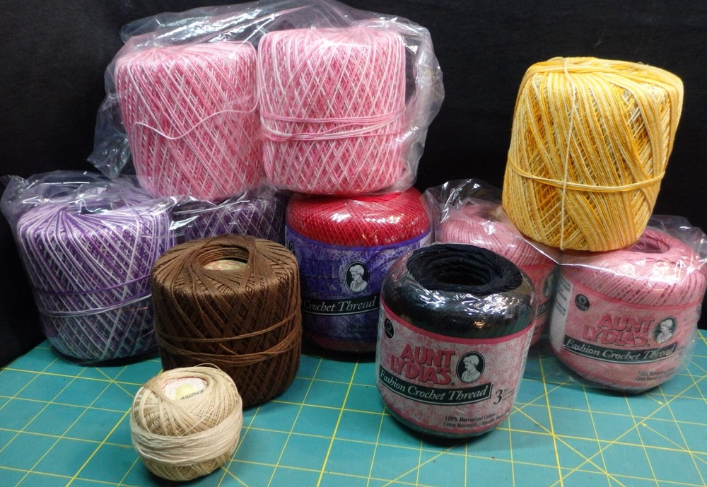 Crochet Thread lot/11 assorted colors (solids and variegated)