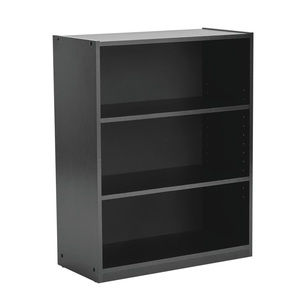 3-Shelf Bookcase with Adjustable Shelves, True Black Oak