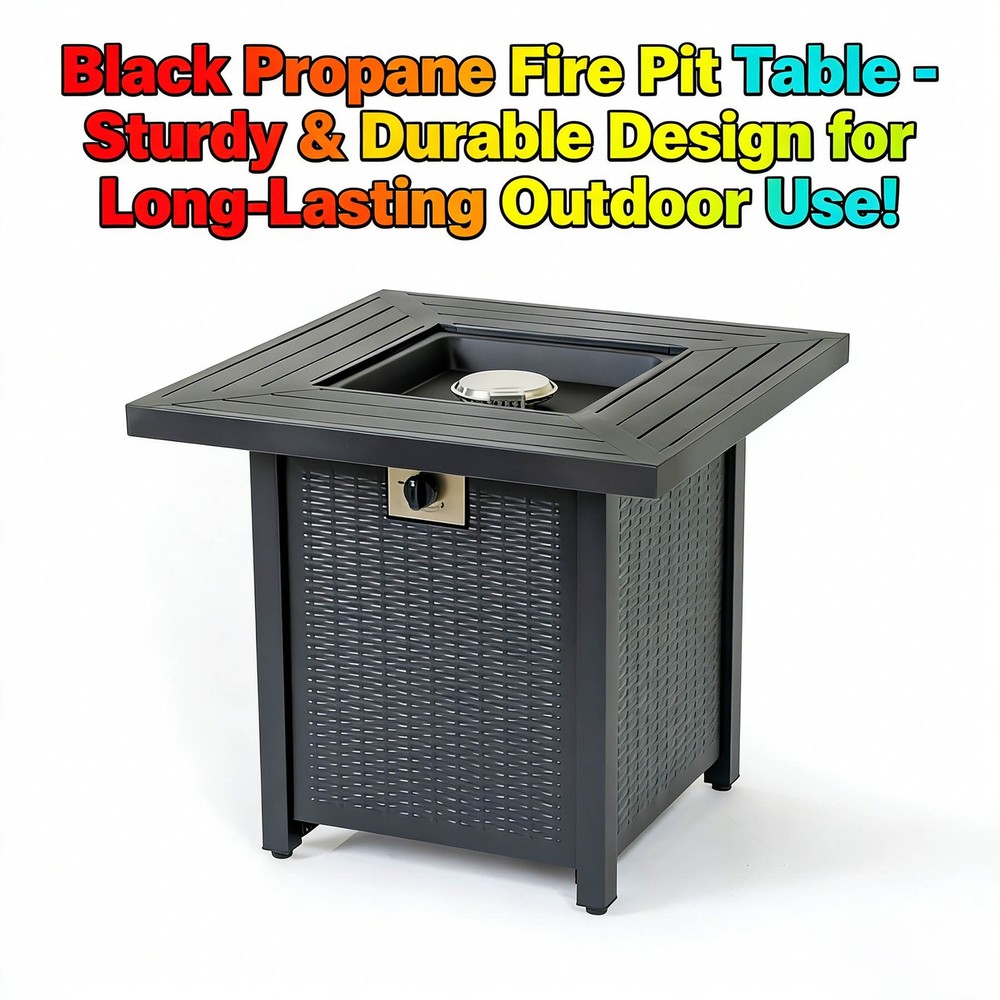 Propane Fire Pit Table with Waterproof Cover and Adjustable Flame