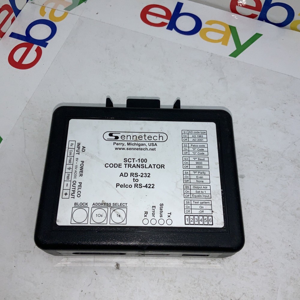 Sennetech SCT-100 Code Translator AD RS-232 To Pelco RS-422 Single Camera Code