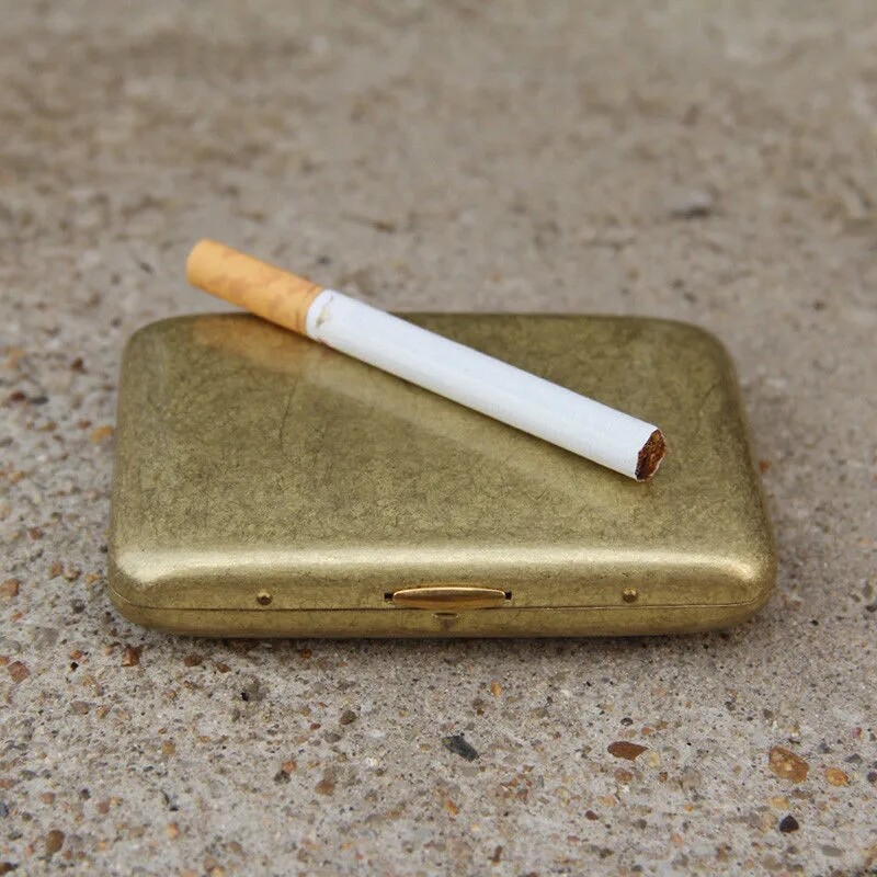 Vintage Solid Brass Copper Cigarette Case Holder Box Collectable Xmas Men Gift