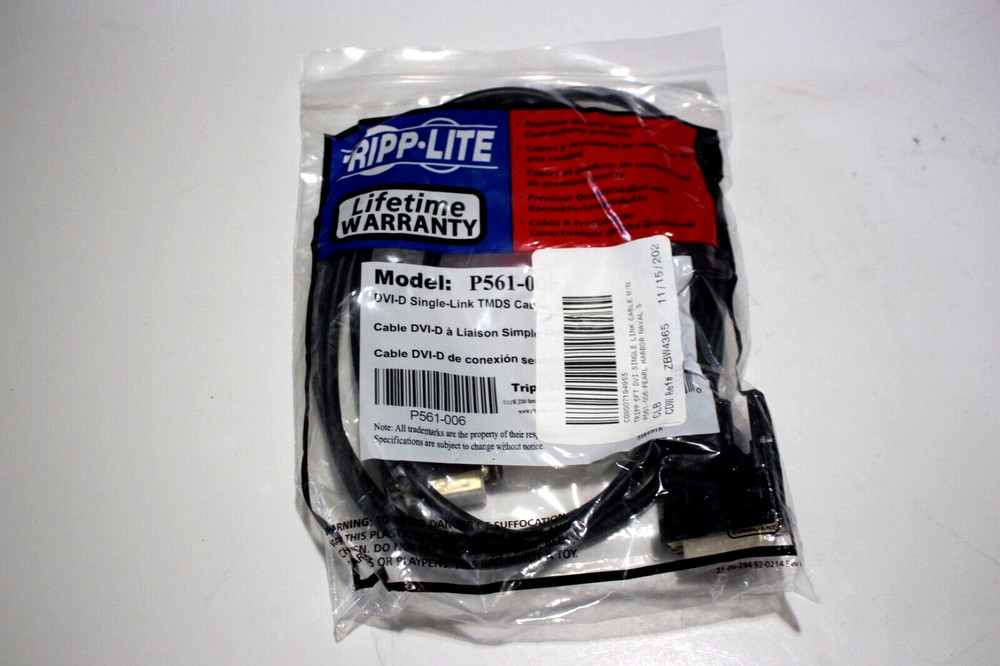 2-PACK TRIPP-LITE 6FT P561-006 DVI-D SINGLE-LINK TMDS CABLE