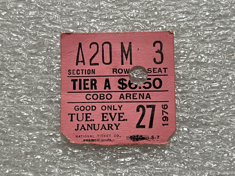 KISS Used Ticket Stub Tuesday January 27 1976 Cobo Arena Detroit Michigan