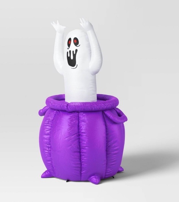 Hyde Eek Animated Ghost In Cauldron 5’ Inflatable Lights Up Halloween