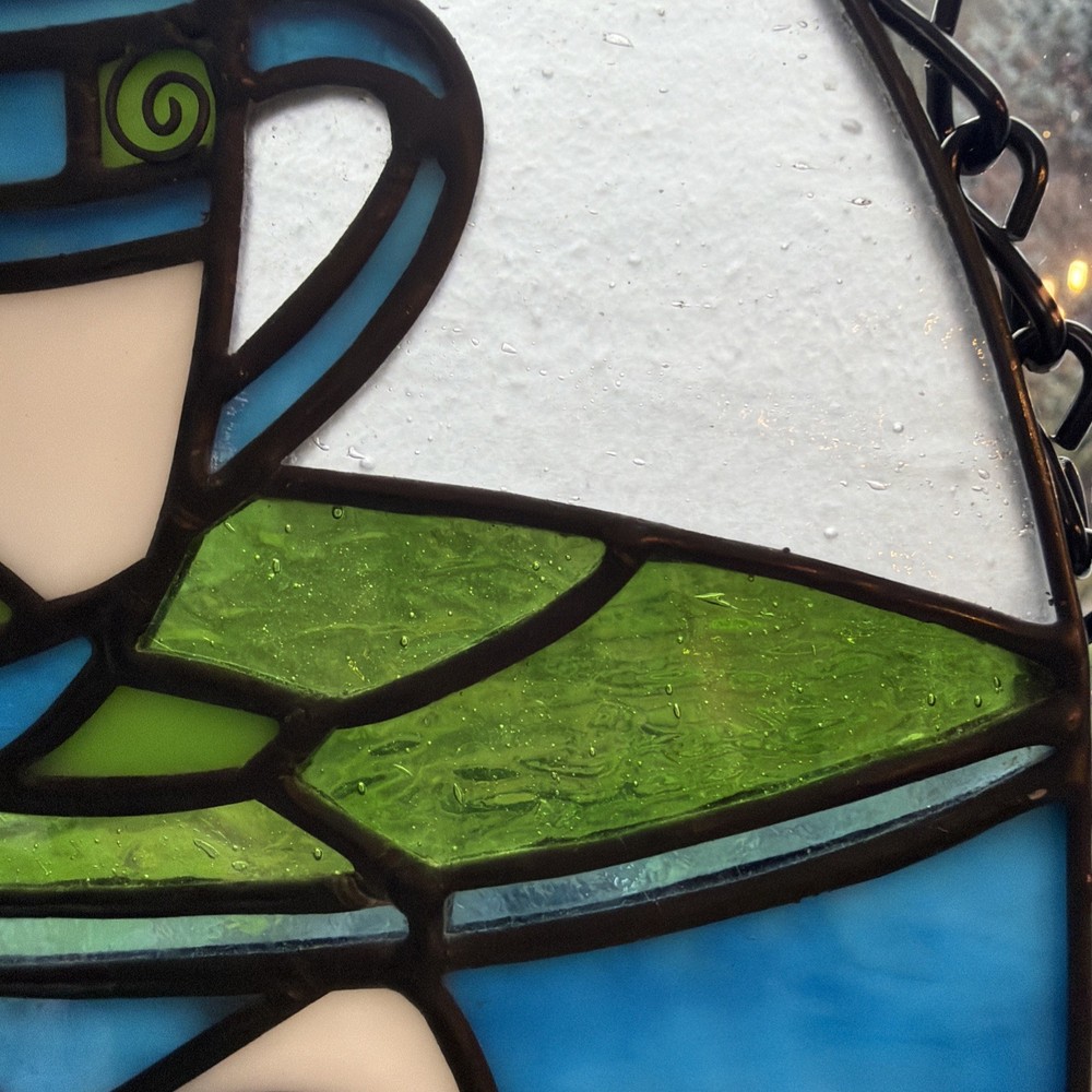 Stained Glass Window Hanging Decorative Medium Panel TEA Handcrafted