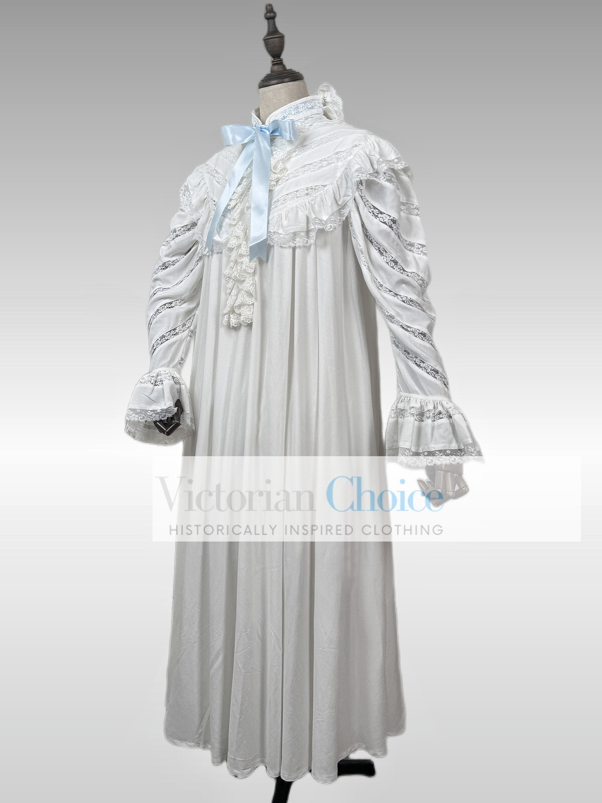 Victorian Edwardian Vintage White Cotton Nightgown Nightdress Ankle Length SD002