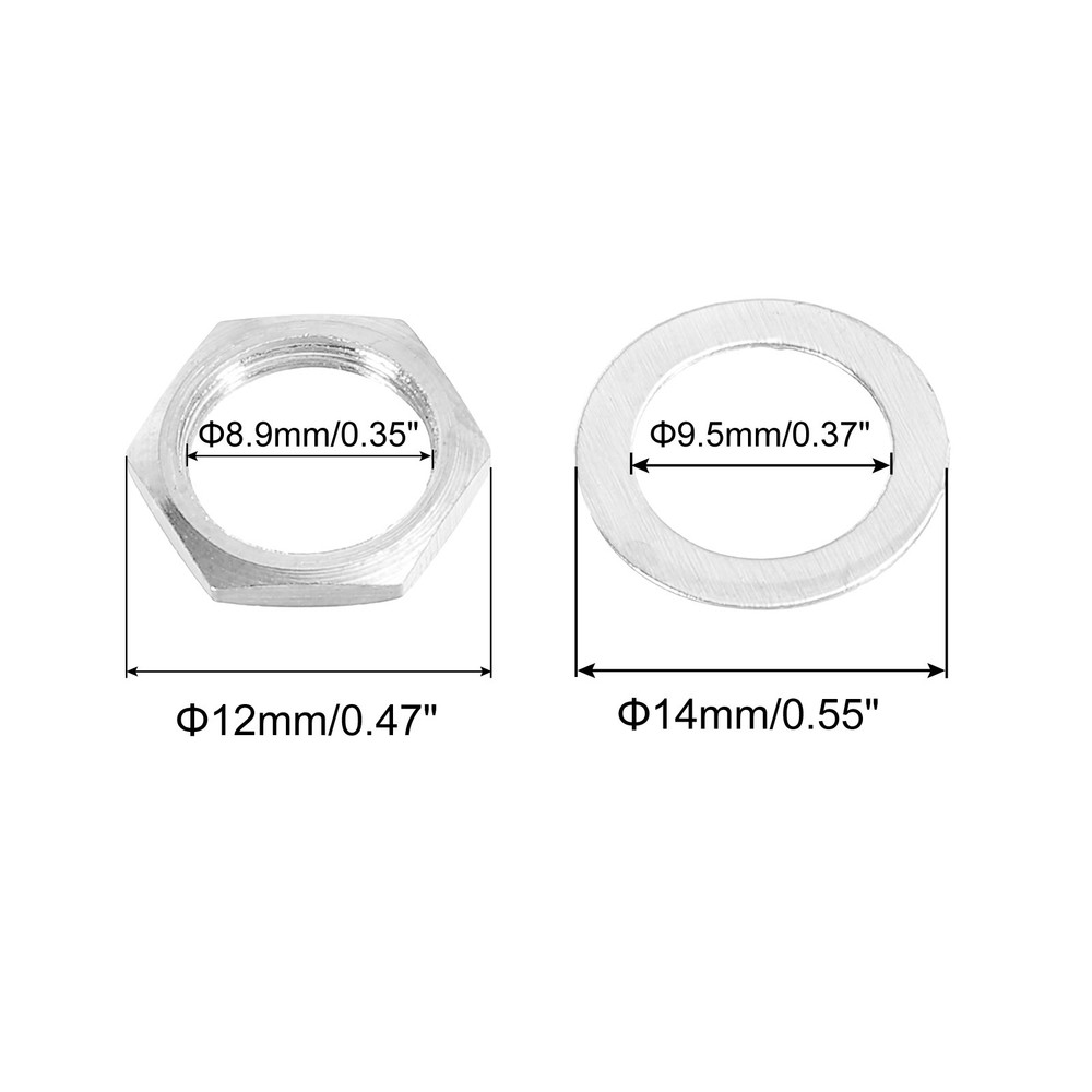 5 Set Guitar Nuts and Washers 3/8" Input Output Jack Socket Nuts Silver