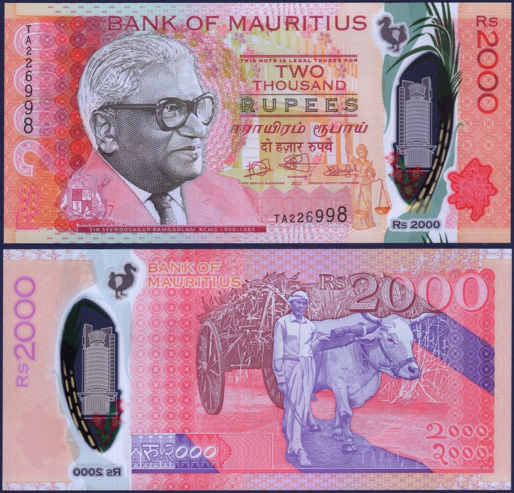MAURITIUS - P67b - 2000 Rupees - POLYMER - 2022 - UNC