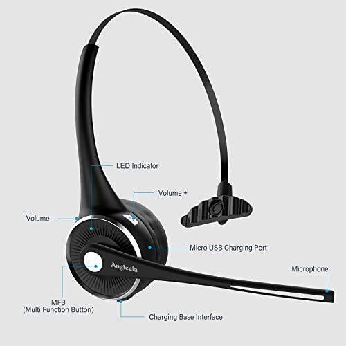 Trucker Bluetooth Headset with Microphone, Wireless Cell Phone Headset with
