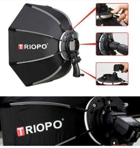 TRIOPO 90CM Octagon Softbox w/Handgrip Set for Speedlight Flash Bracket