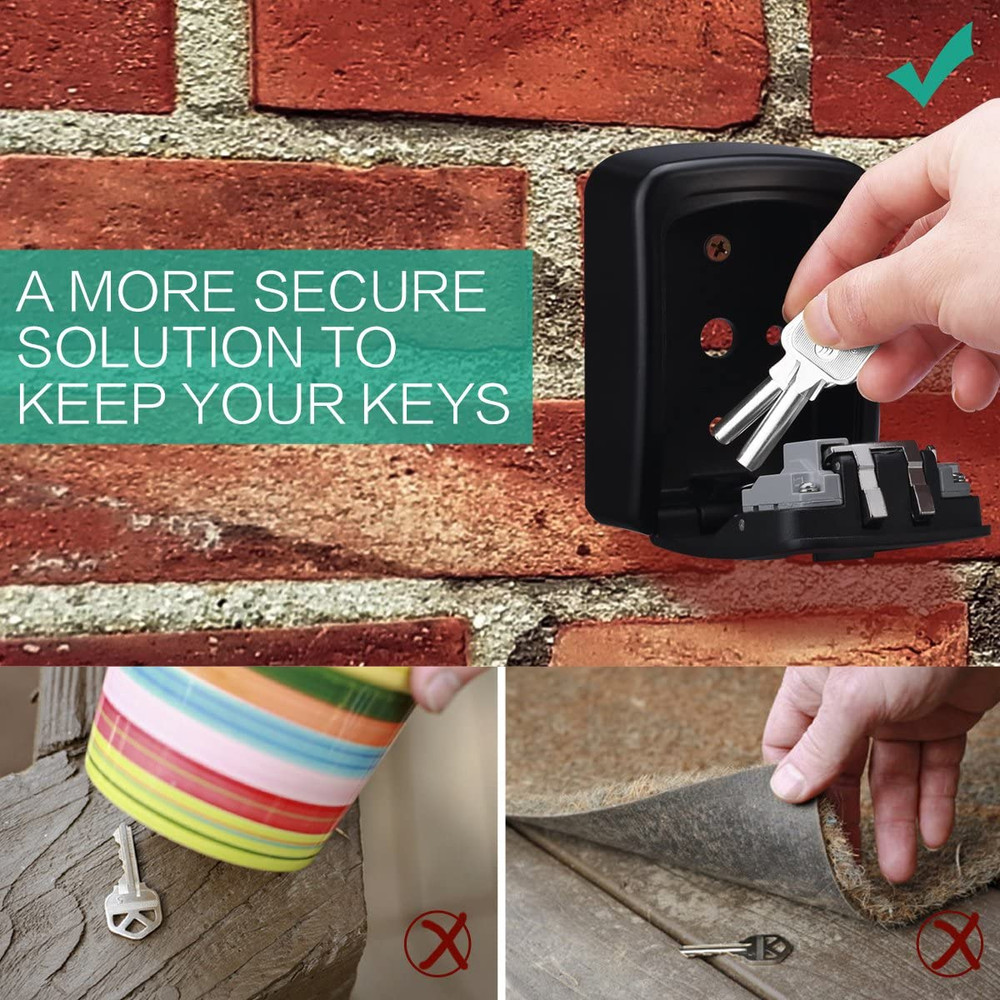 Key Storage Lock Box, 4 Digit Combination Lock Box, Wall Mounted Lock Box, Reset