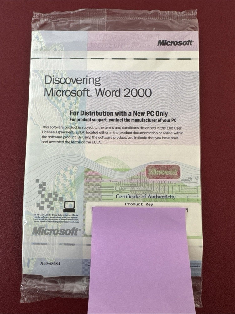 new sealed Discovering Microsoft Word 2000 w/Product Key CD-ROM Software
