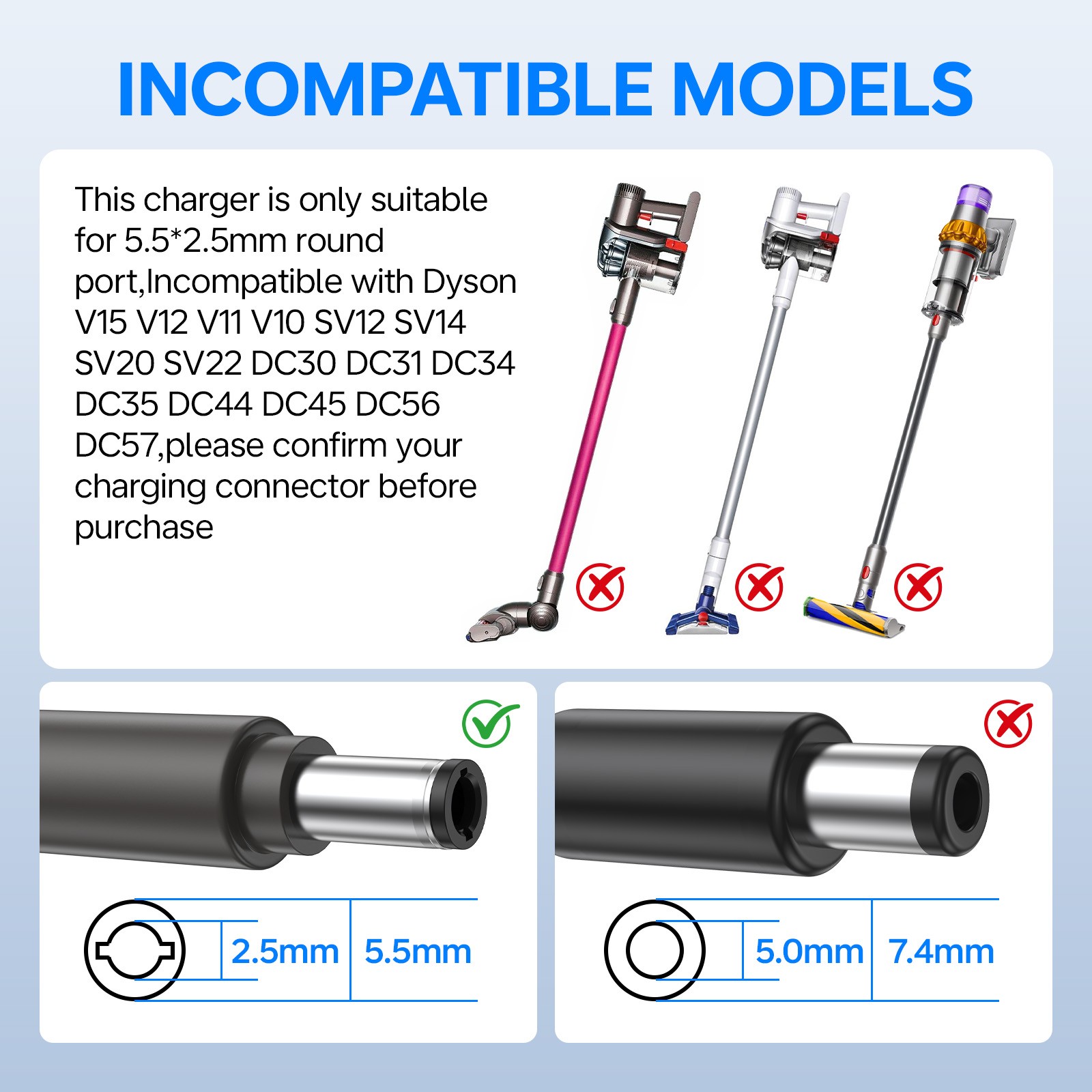 Charging Cord Charger for DysonV6 V8 V7 DC58 DC59 DC61 DC62 SV03 SV04 SV05 SV06