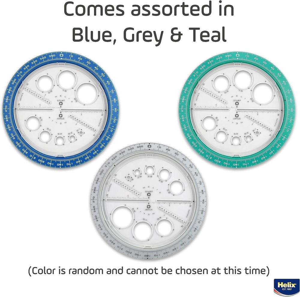 Angle and Circle Maker Protractor with Integrated Templates 6 Inch 15cm Assorted