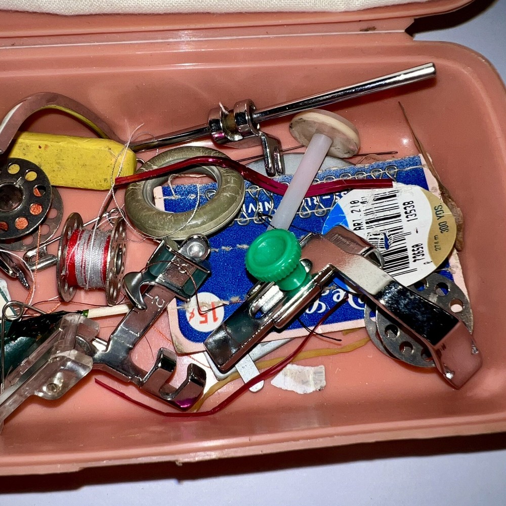 Vintage Singer Sewing Machine Accessories Case Random Needles Thread Etc