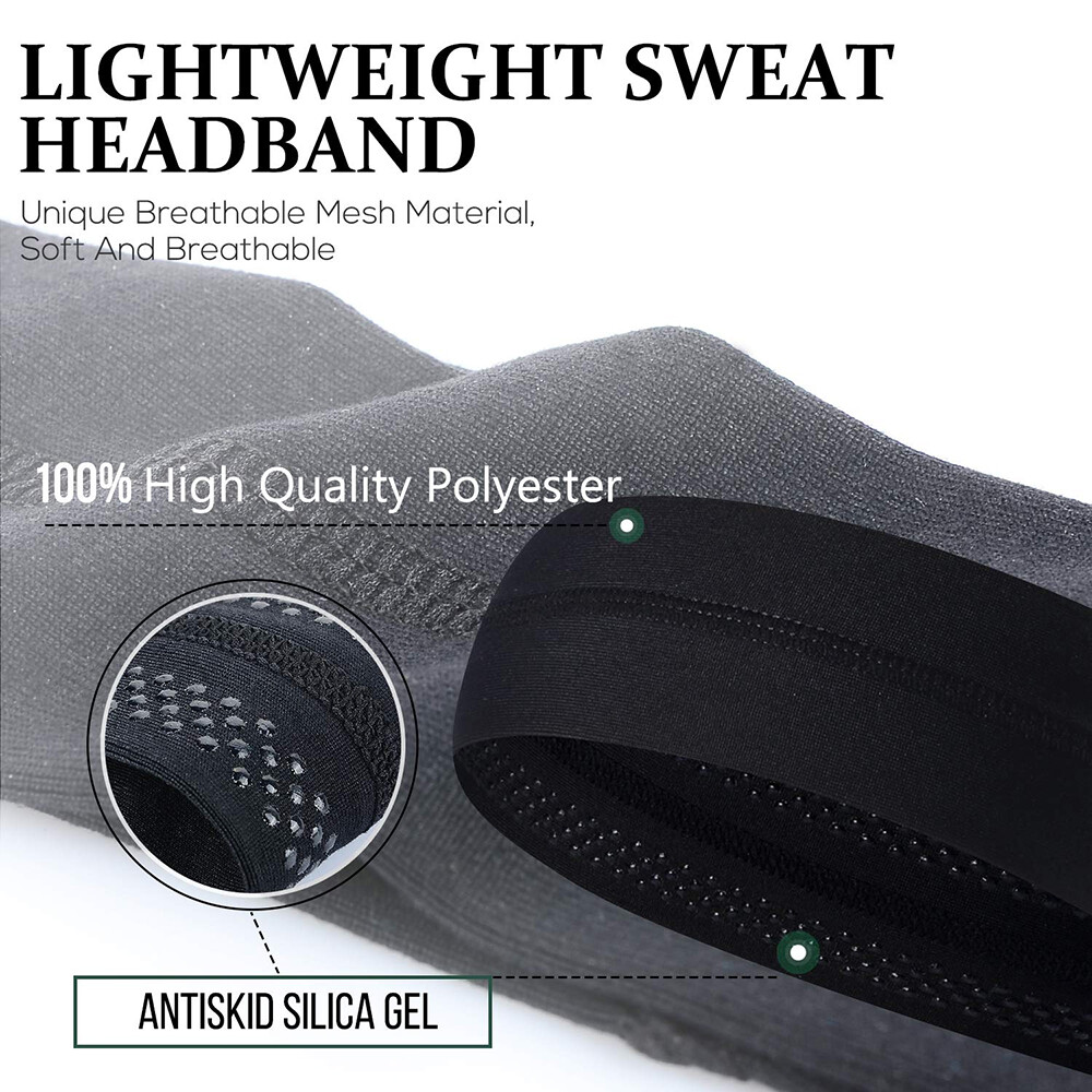 Sweatbands Sports Headband for Men Moisture Wicking Hairband Athletic Headbands