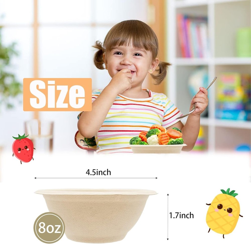 Compostable Paper Bowls- 100 Pack