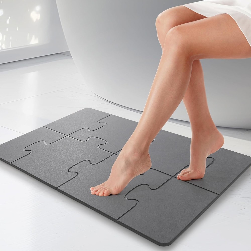 MORANDI Stone Bath Mat – Quick Drying Super Absorbent Diatomaceous Earth Stone