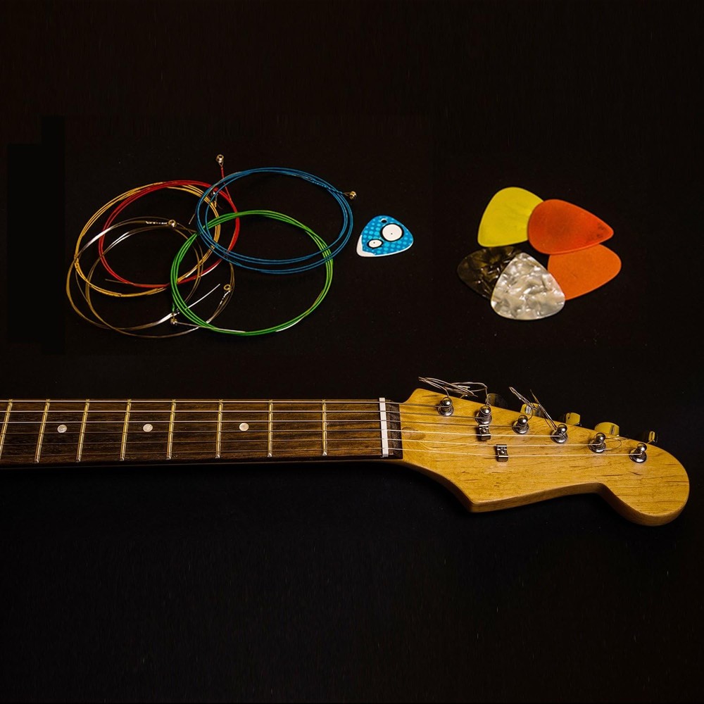 Bememo 2 Sets of 6 Guitar Strings Blue,Green,Multicolor,Rose Red,Silver