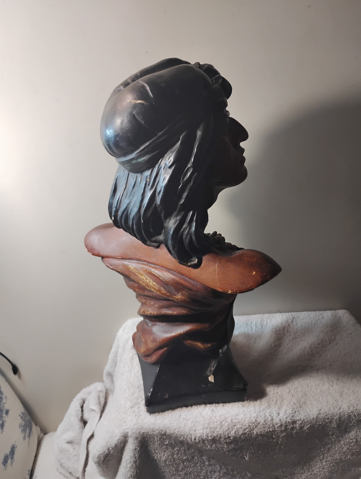 Vtg Hiawatha Native American Chalkware Bust Figure Cigar Store Statue SUPERB 21"