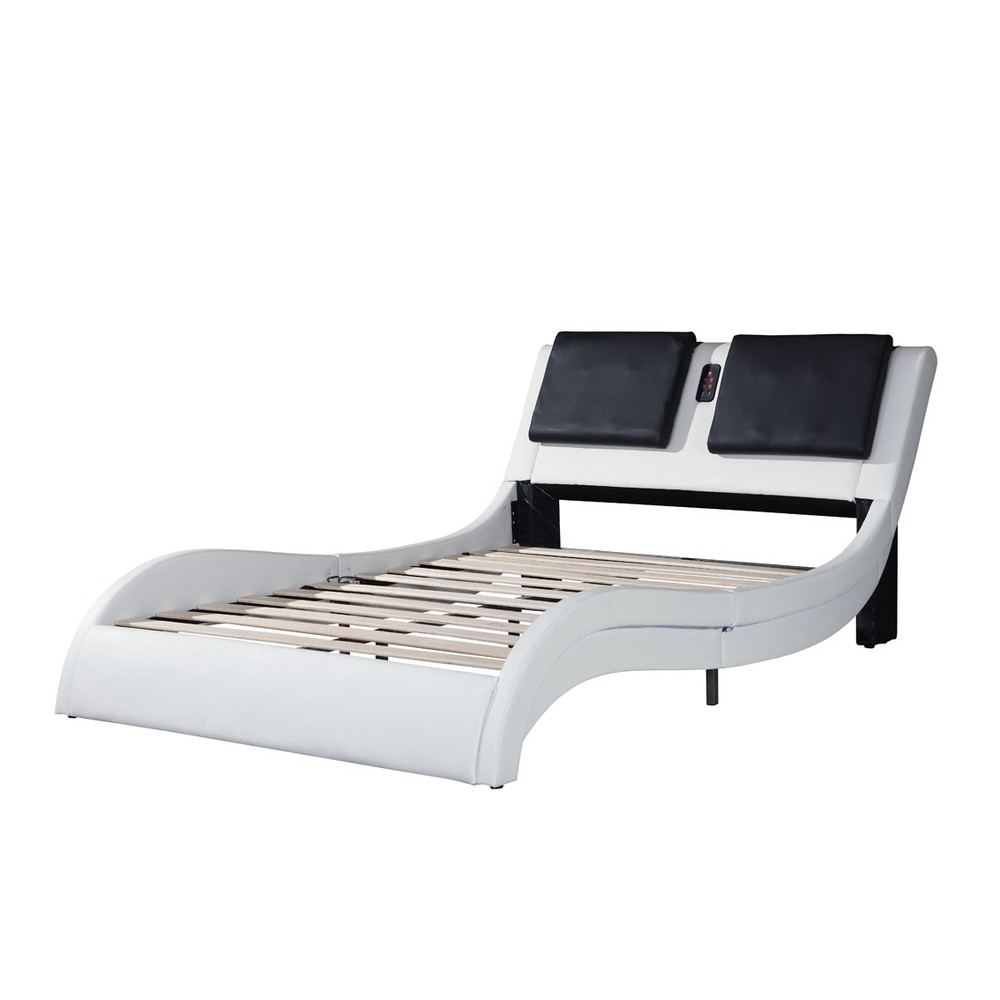 Queen Faux Leather Platform Bed Frame - LED Lighting