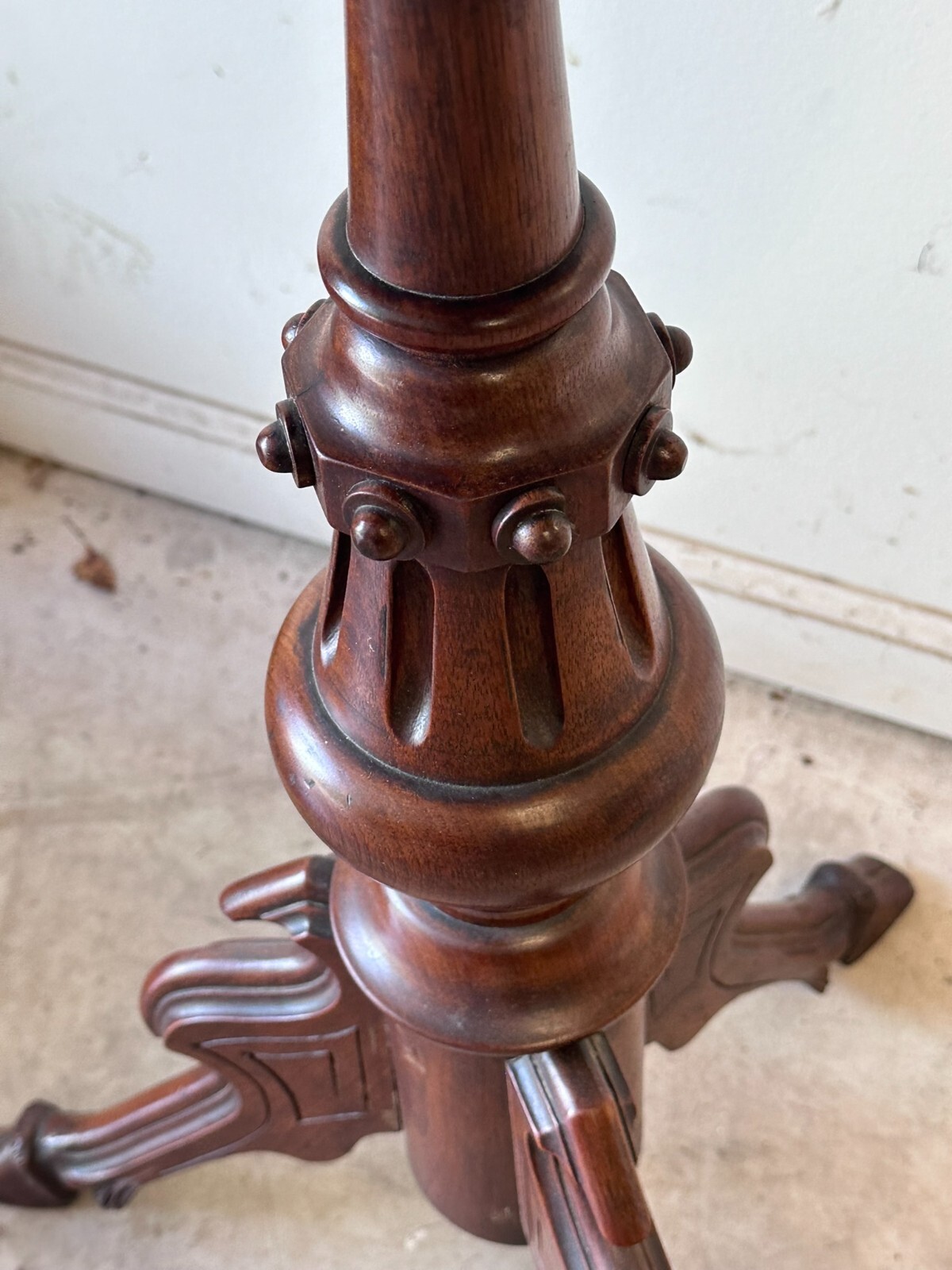 Antique Rennaissance Revival Victorian walnut stand Card Table Pedestal 1870