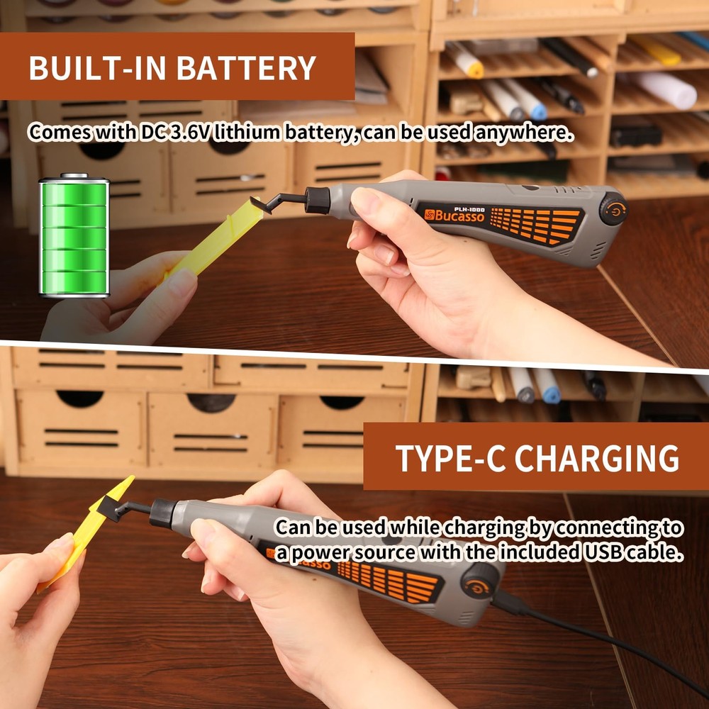 Cordless Pen Sander, Variable Speed and USB Charging with LED Light, Multi-Pu...