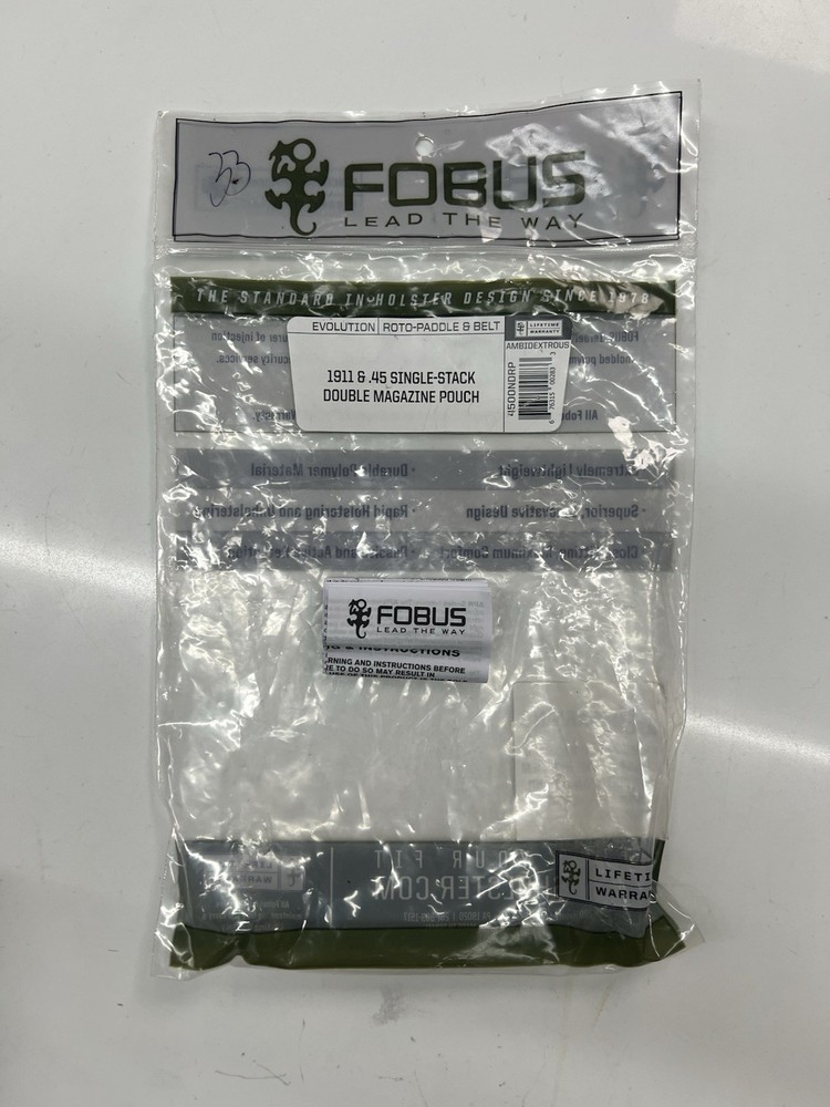 Fobus 4500 Evolution Double Mag Pouch for 1911 & .45 , Black