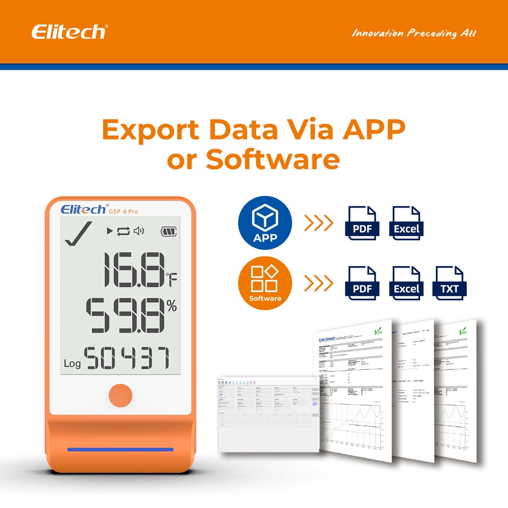 Elitech Bluetooth Temperature Data Logger Vaccine Recorder GSP-6Pro-Gle