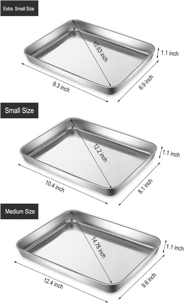 Extra Small Baking Sheet Pans Stainless 9.3 x 6.9 inch, Silver