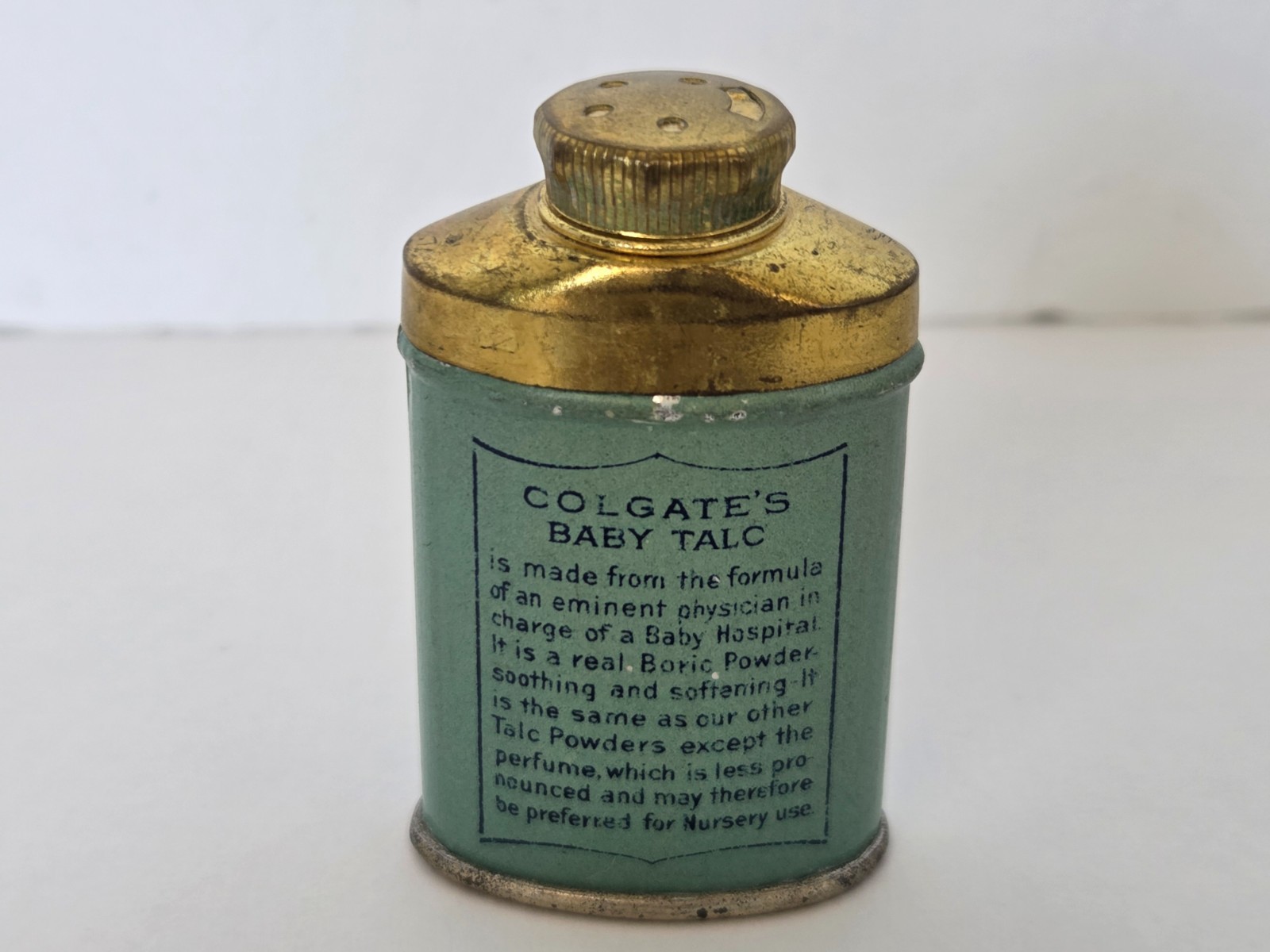 VINTAGE COLGATE'S BABY SAMPLE TALC TALCUM POWDER TIN ADVERTISING