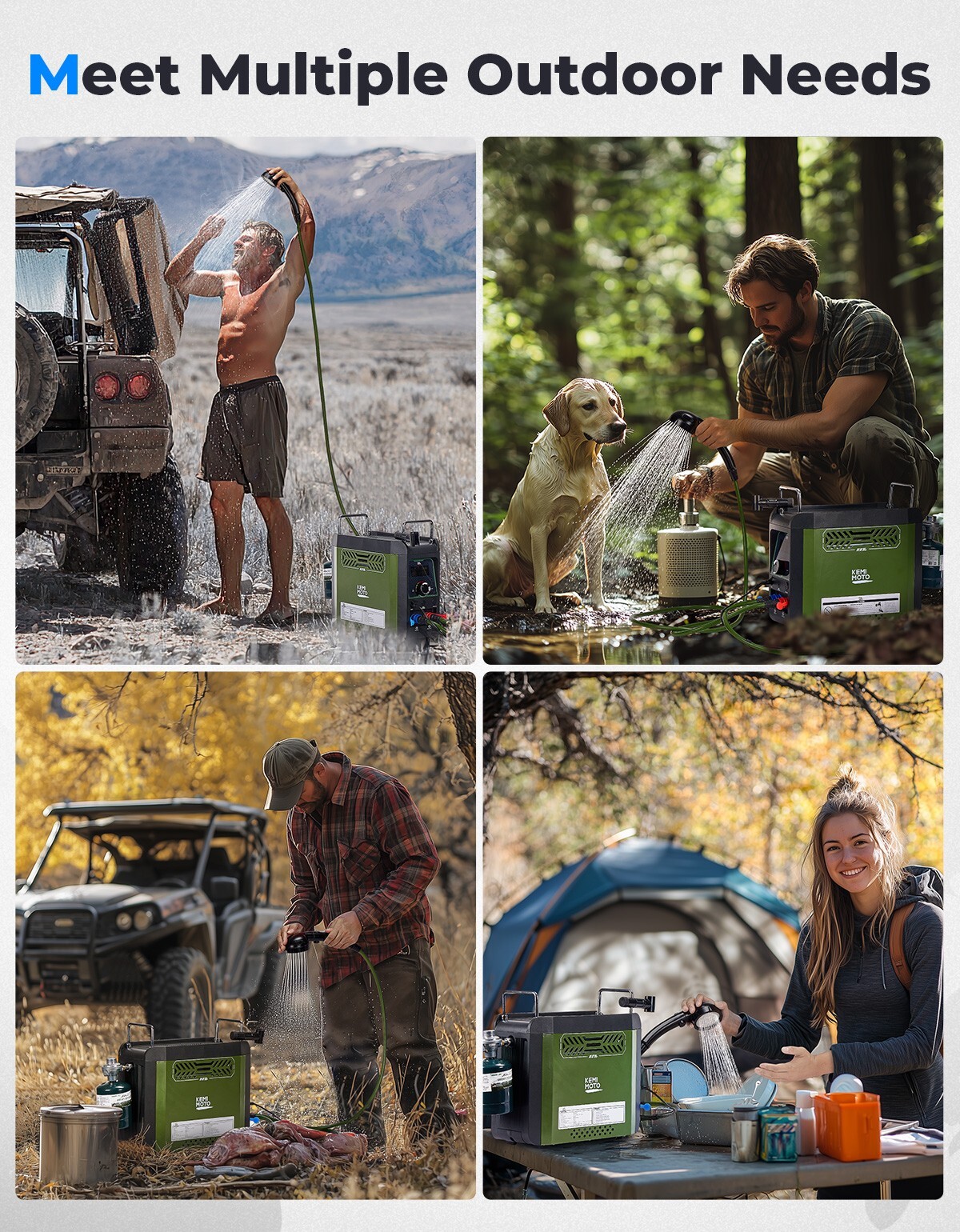 Portable Shower Propane Water Heater W/Pump for Camping Hunting Cleaning Outdoor