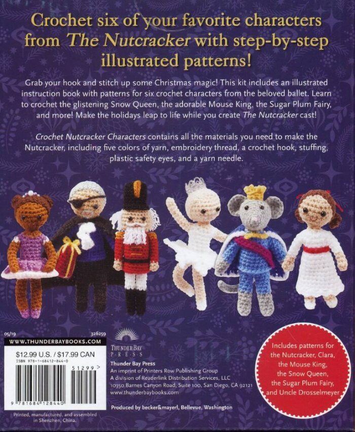THUNDER BAY CROCHET NUTCRACKER CHARACTERS KIT 6 DESIGNS W/BOOK HOOK YARN
