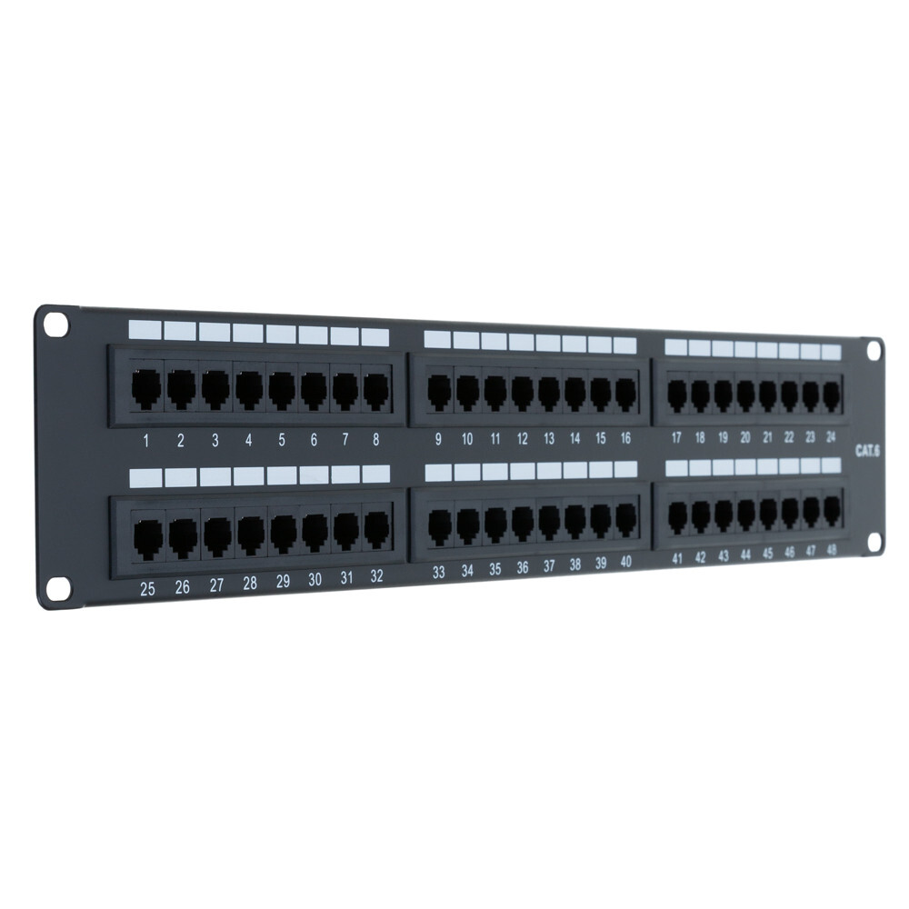 Cat6 UTP Patch Panel 48 Ports 110Type RJ45 Ethernet LAN Network Rack Wall Mount