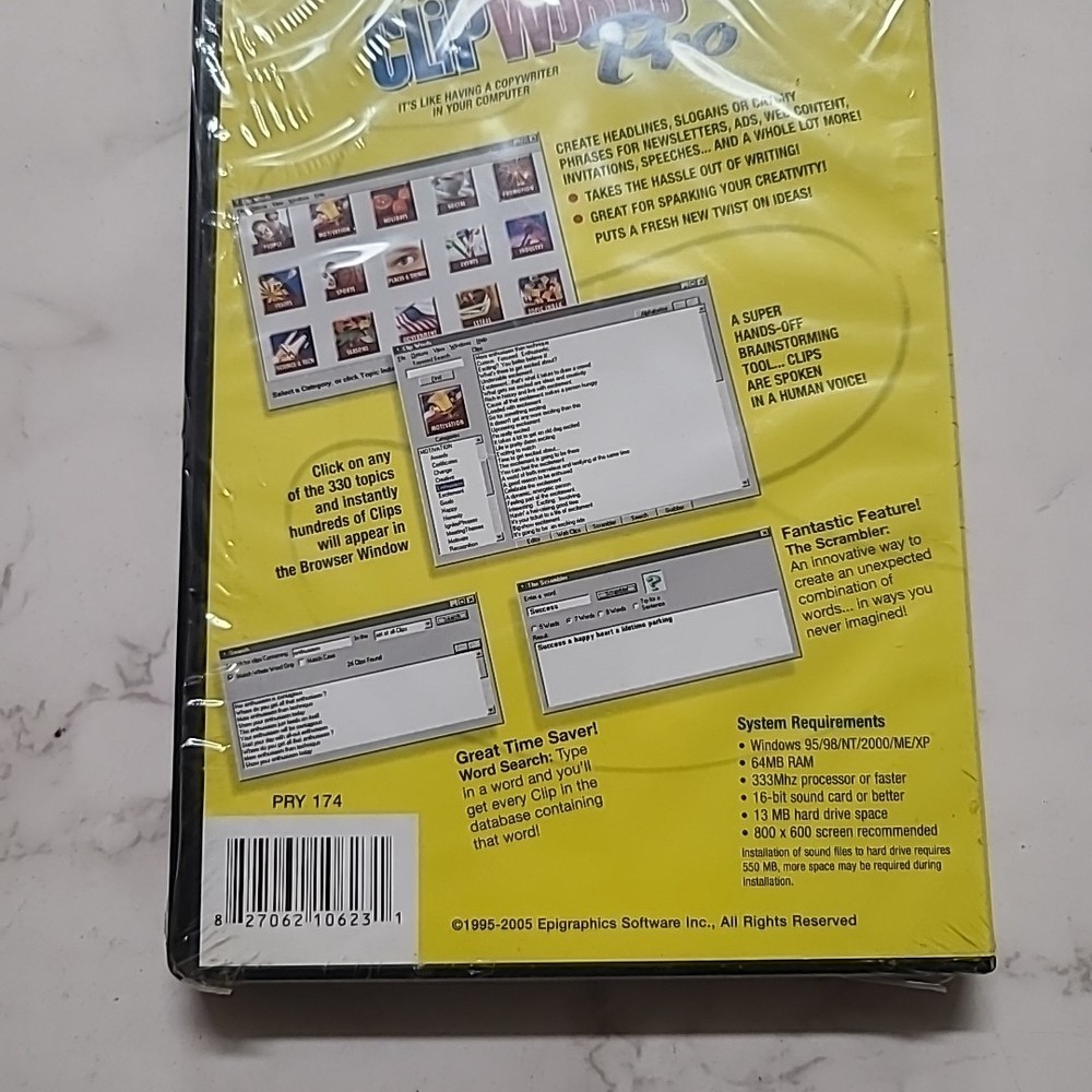 Epigraphics Clip Words Pro NEW SEALED Windows Version CD PC Over 50,000 Clips