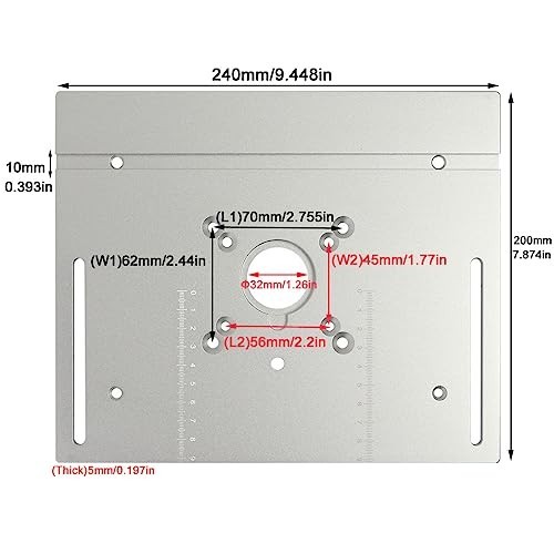 Aluminium Router Table Insert Plate,Woodworking Benches Flip Silver