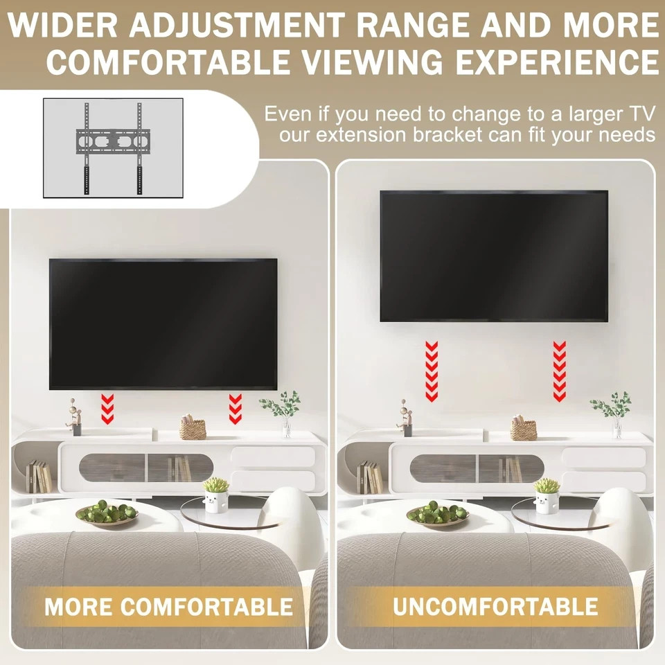 Vertical VESA Extender Plate Bracket Kit, TV Mount Extension Black