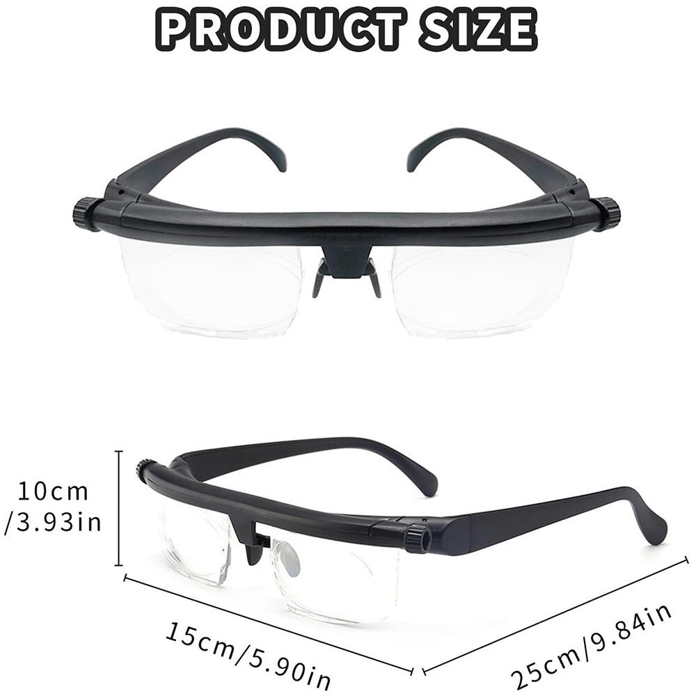 Dial Adjustable Glasses Variable Focus For Reading Distance Vision Eyeglasses US