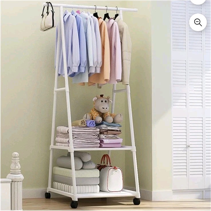 Clothes Rack on Wheels, Triangle Coat Rack, Rolling Garment Rack, 2 Tier Rolling