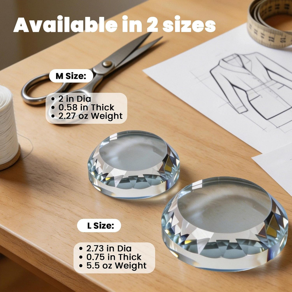6-Pack Crystal Glass Pattern Weights for Sewing - Fabric Weights for Precision D